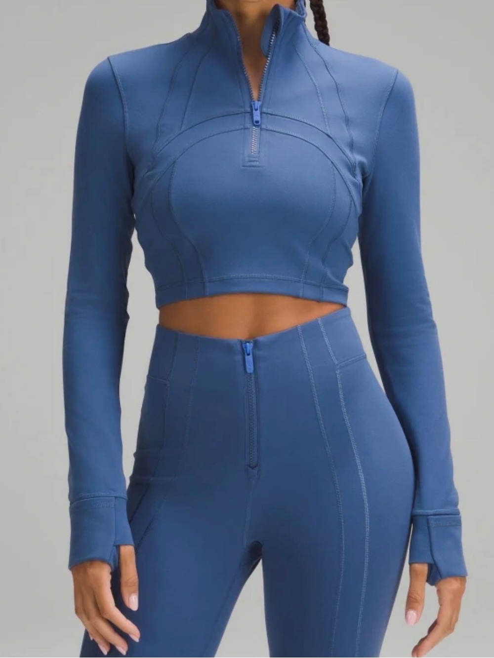 Lululemon Define Cropped Half Zip Luon | Pitch Blue| Womens size 4